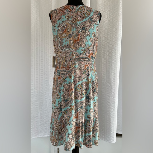 Cynthia Rowley size 10 -Boho Paisley Dress - fully lined - Teal/Beige/Pink - Picture 2 of 8